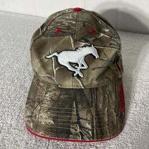 Forty Seven 47 Woodlands Camo Embroidered Calgary Stampeders Hat Cap